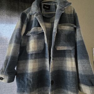 Blue and White Plaid Women's Jacket